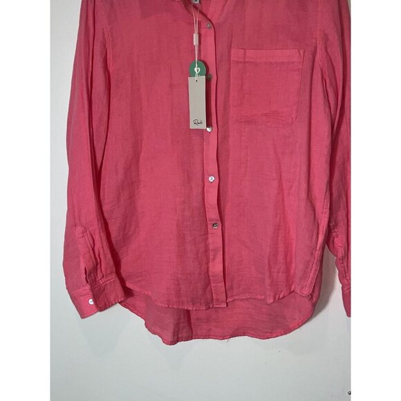 NWT Rails Ellis pink button down gauze button down shirt hibiscus 37429 size XS - Picture 8 of 13
